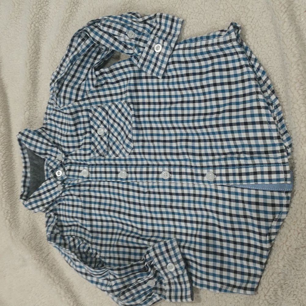 2/$15 Beetle & Thread Plaid Boys Button Down Shirt Size 18-24 Months